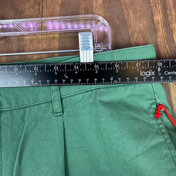 Houston White Mens Pants Green Chinos Single Pleated Wide Leg 100% Cotton 36x34 - Picture 4 of 12